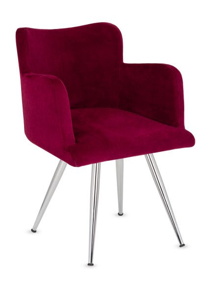 Rare Metal Krom Ayak Mor Kumaş Cafe Koltuğu - Ergonomik ve Şık Mutfak, Salon, Restoran, Otel Sandalyesi