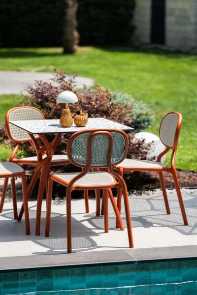 Compact Bahçe Masa Sandalye Takımı Terrakota Bej 4 Kişilik