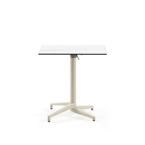Katlanabilir Beyaz Mermer Compact Masa 77x77