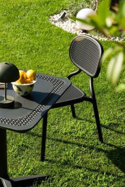 Siyah Antrasit Bahçe Masa Sandalye Takımı 2 Kişilik 70x70 cm