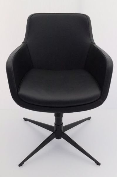 Bulut Siyah Deri Ofis Lobi Bekleme Koltuğu