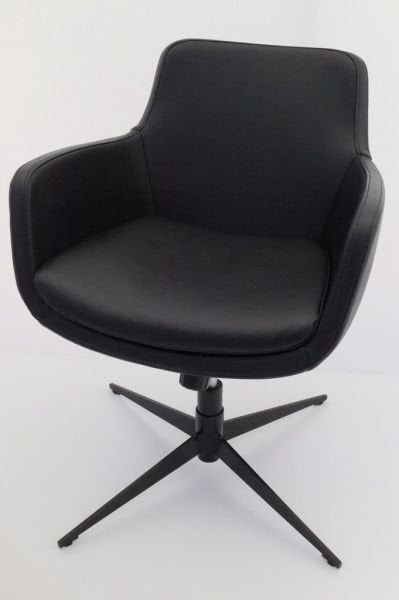 Bulut Siyah Deri Ofis Lobi Bekleme Koltuğu