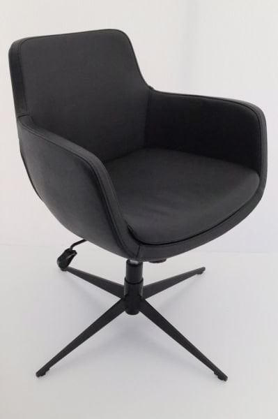 Bulut Siyah Deri Ofis Lobi Bekleme Koltuğu