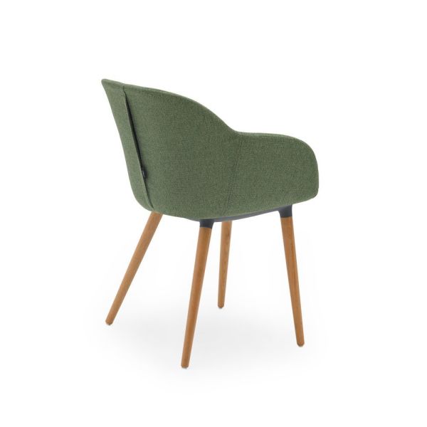 Shell Ahşap Ayak Yeşil Küçük Otel Koltuğu