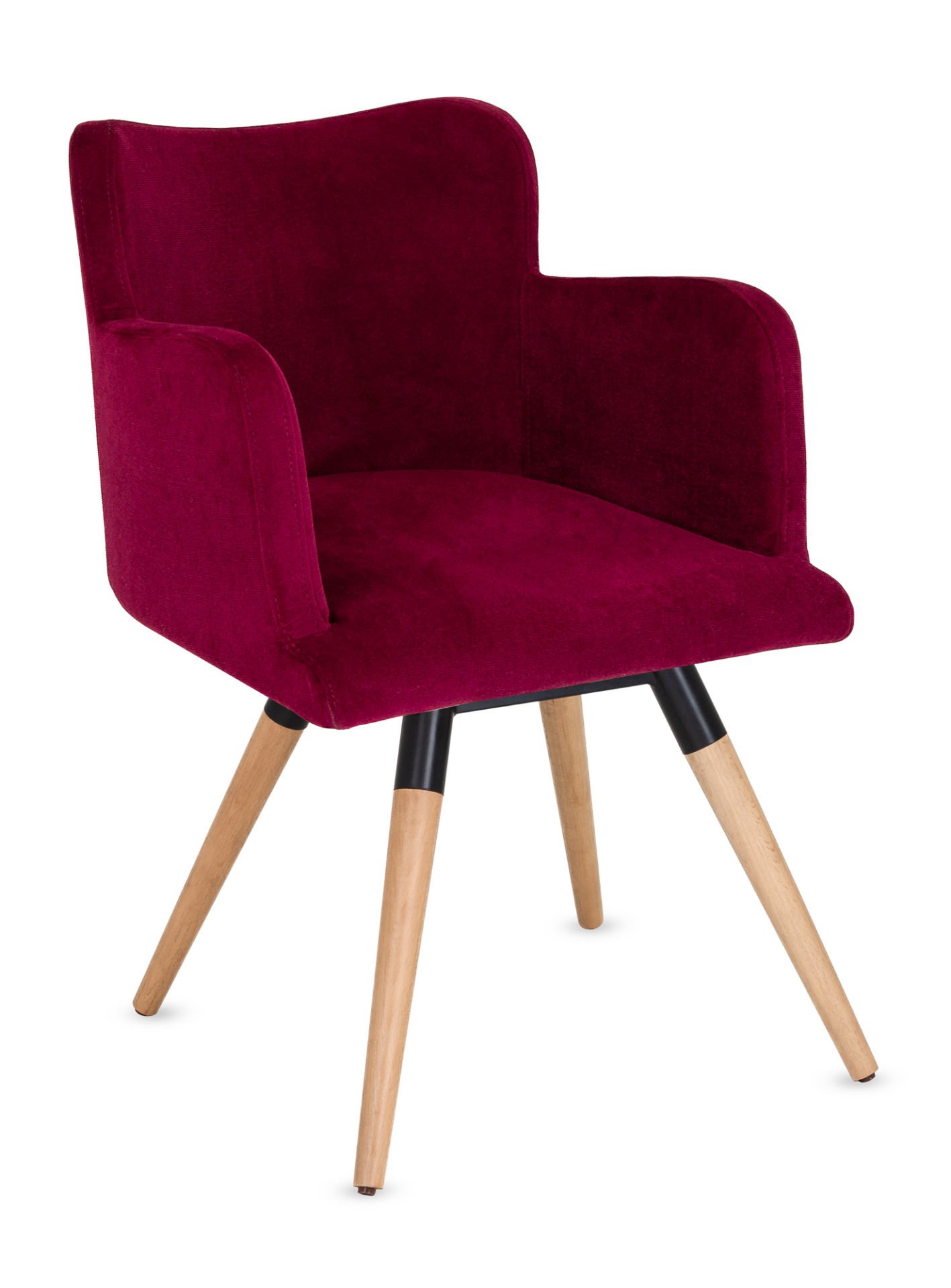 Rare Ahşap Ayak Mor Kumaş Restaurant Koltuğu – Şık ve Dayanıklı Mutfak, Yeme-İçme Mekanları İçin Küçük Koltuk | Siyah Metal Ayaklı, Silinebilir Kumaş