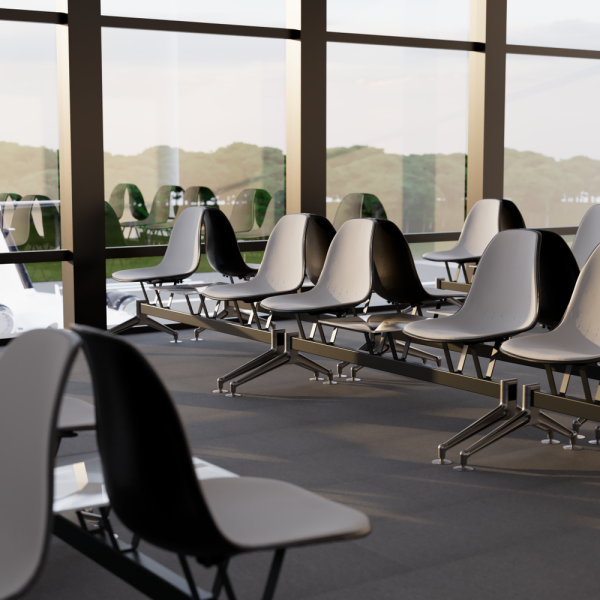 Beyaz Siyah 3 Kişilik Ofis Bekleme Sandalyesi Metal Ayaklı