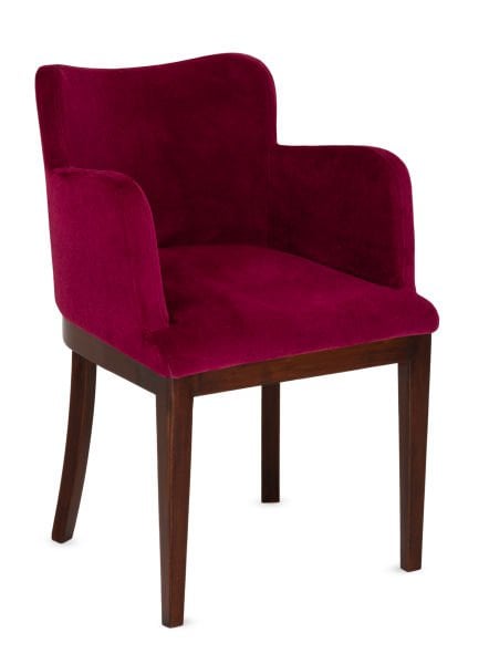 Rare Ahşap Ceviz Rengi Ayaklı Mor Kumaş Kafe Restoran Yemek Koltuğu – Silinebilir Kumaş, Modern Tasarım