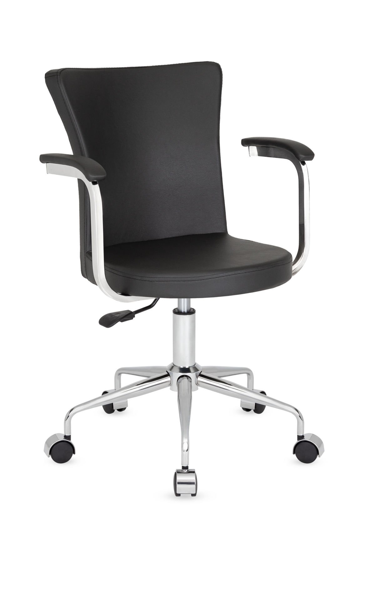 Royal Kollu Siyah Deri Küçük Ofis Çalışma Sandalyesi | Ergonomik, Yükseklik Ayarlı, Tilt Mekanizmalı, Şık ve Konforlu Personel, Sekreter, Ev ve Öğrenci Çalışma Sandalyesi