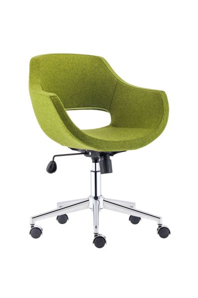 Yeşil Kumaş Ergonomik Ofis Çalışma Koltuğu Krom Ayaklı
