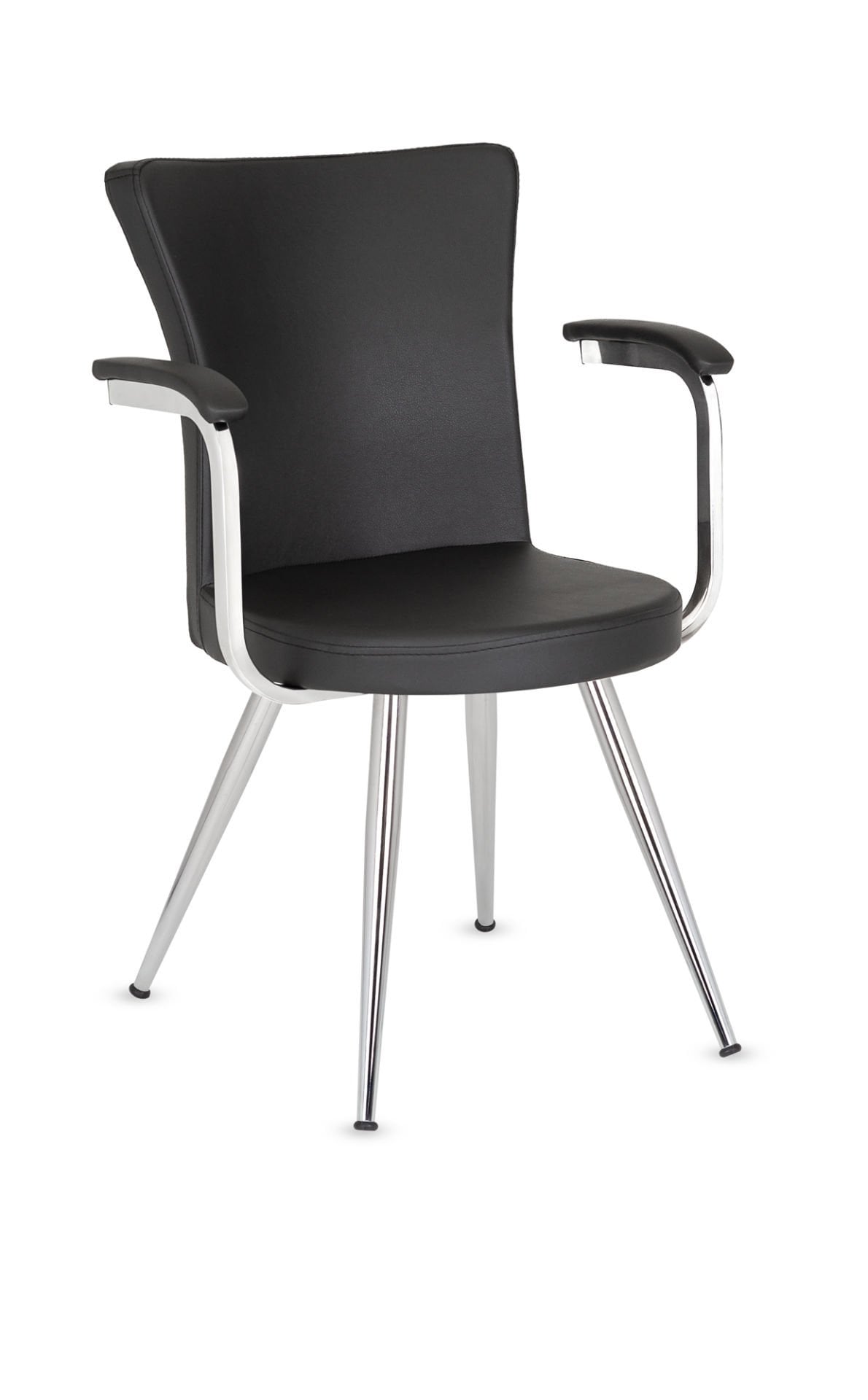 Royal Kollu Siyah Deri Modern Cafe Sandalyesi - Ergonomik, Şık ve Dayanıklı Metal Krom Ayaklı Sandalye - Mutfak, Yemek Odası, Salon, Cafe, Restaurant ve Otel İçin İdeal Sandalye Modeli