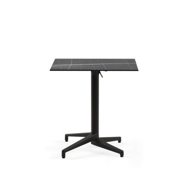 Siyah Mermer Compact Katlanır Bahçe Masası 77x77 cm