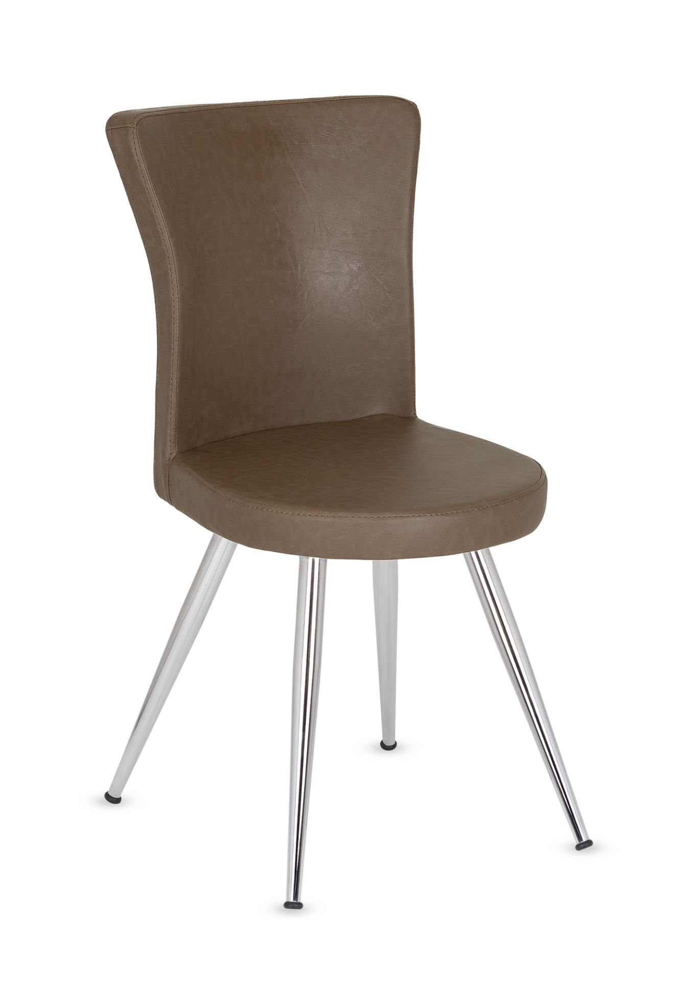 Royal Vizon Deri Küçük Cafe Sandalyesi | Metal Krom Ayaklı, Ergonomik ve Şık Tasarım