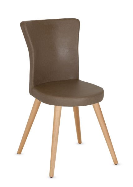 Royal Ahşap Ayak Vizon Deri Küçük Mutfak Sandalyesi - Ergonomik, Şık ve Konforlu Design