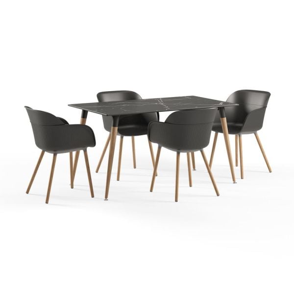 Compact Mermer Masa Sandalye Takımı 140x80 cm