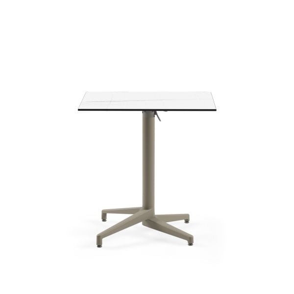 Katlanır Paslanmaz Beyaz Mermer Compact Masa 77x77