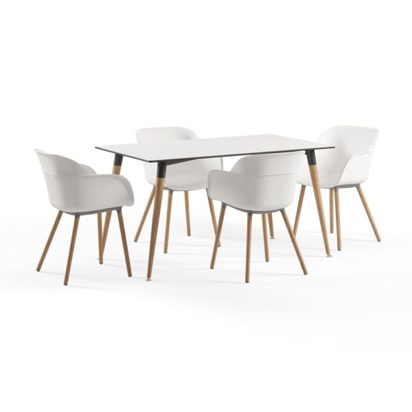 Beyaz Compact Restoran Masa Sandalye Takımı 80x140 cm