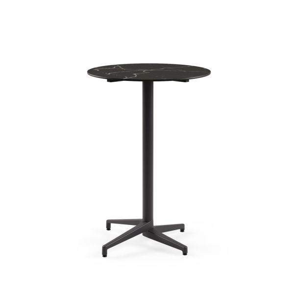 Moon Compact Laminat Bar Masası 60 cm Çap Antrasit Ayaklı Siyah Mermer Desenli Paslanmaz Dış Mekan Bahçe Bar Masası - TSE Belgeli, Dayanıklı ve Şık Tasarım, Ücretsiz Kargo