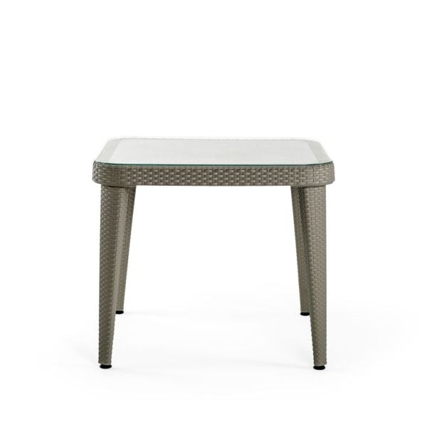 Vizon Bahçe Restoran Masası 90x90 cm Rattan Desenli Camlı