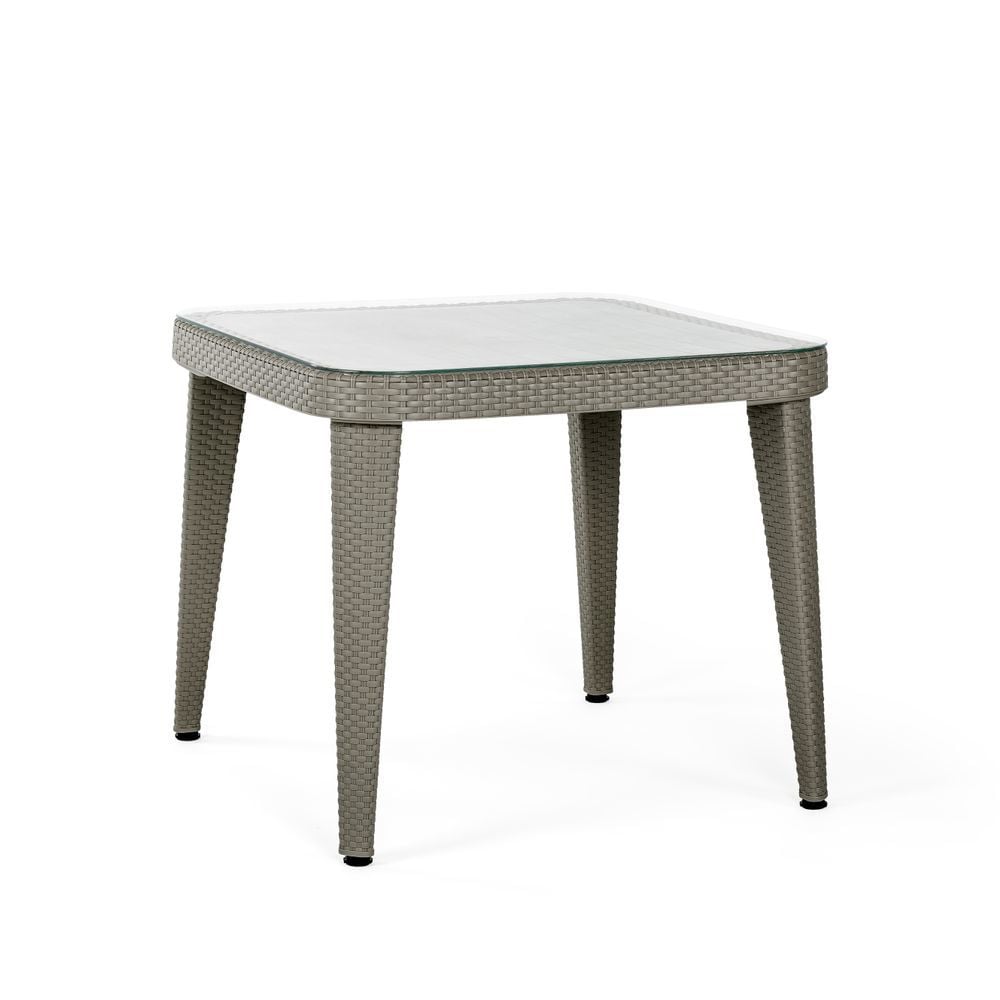 Vizon Bahçe Restoran Masası 90x90 cm Rattan Desenli Camlı