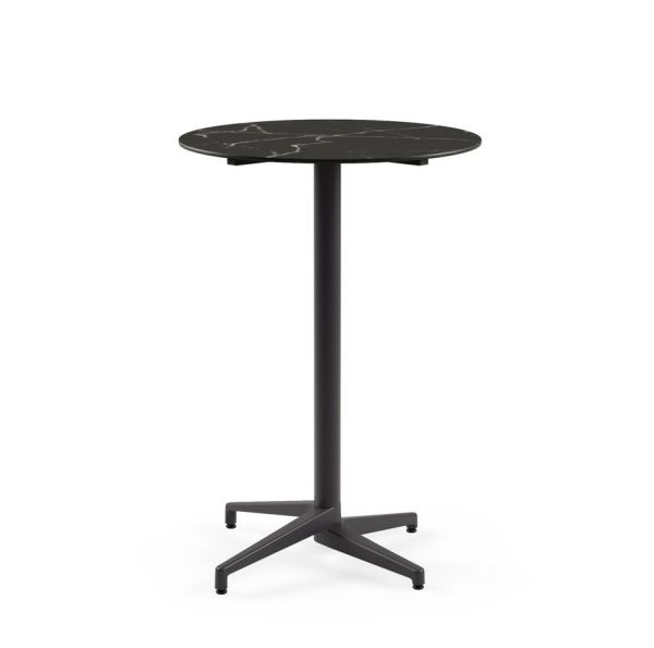 Moon Compact Laminat Bar Masası 70 cm Çap, Antrasit Ayaklı, Siyah Mermer Desenli, Paslanmaz Dış Mekan Bahçe Bar Masası - TSE Belgeli, Dayanıklı, Uzun Ömürlü