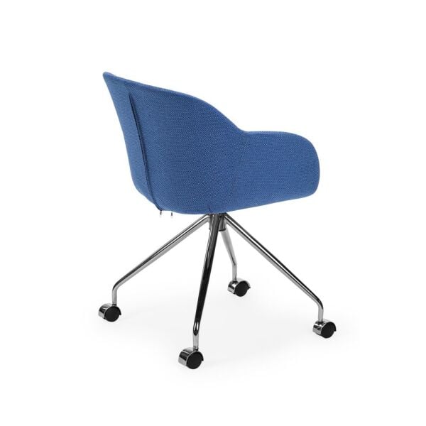 Mavi Kumaş Krom Ayaklı Ergonomik Ofis Çalışma Koltuğu