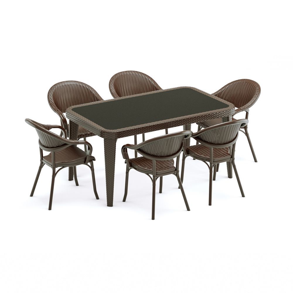 Wenge 6 Kişilik Dış Mekan Masa Sandalye Takımı 90x150