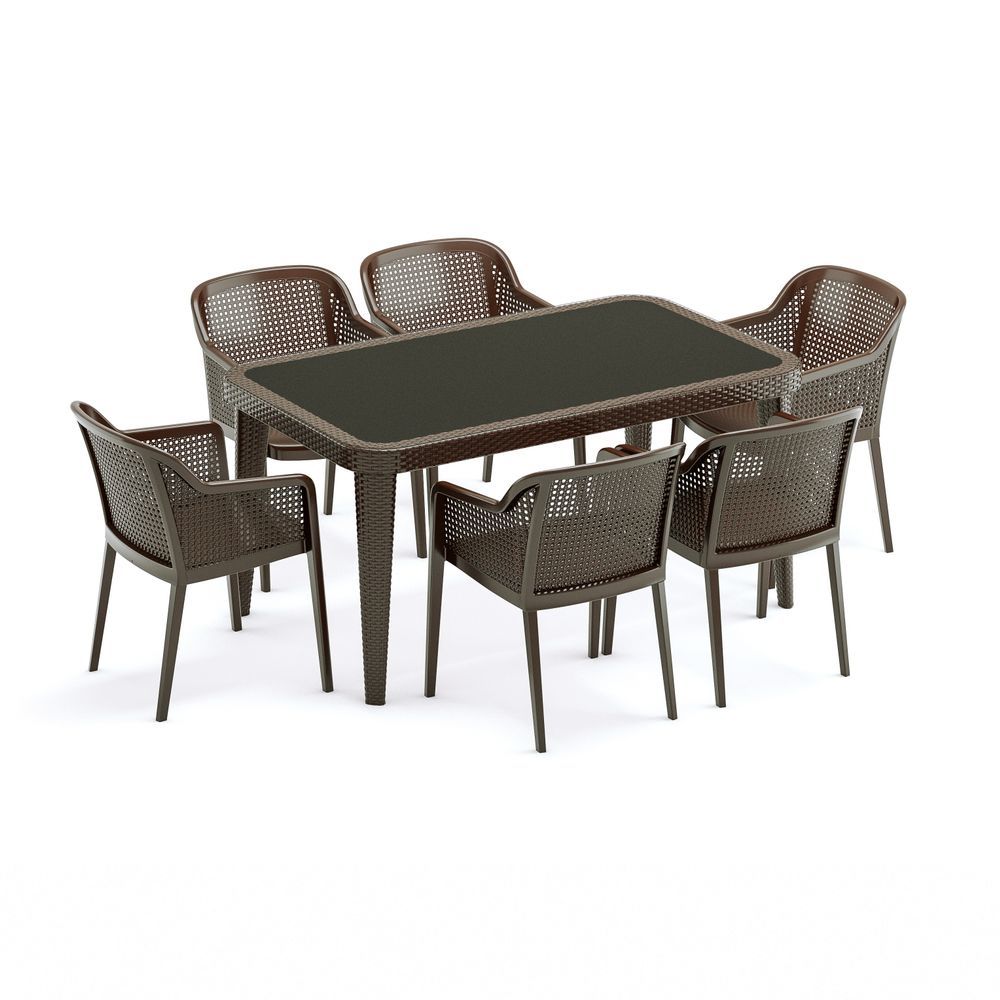 Venge Bahçe Masa Sandalye Takımı 6 Kişilik 90x150
