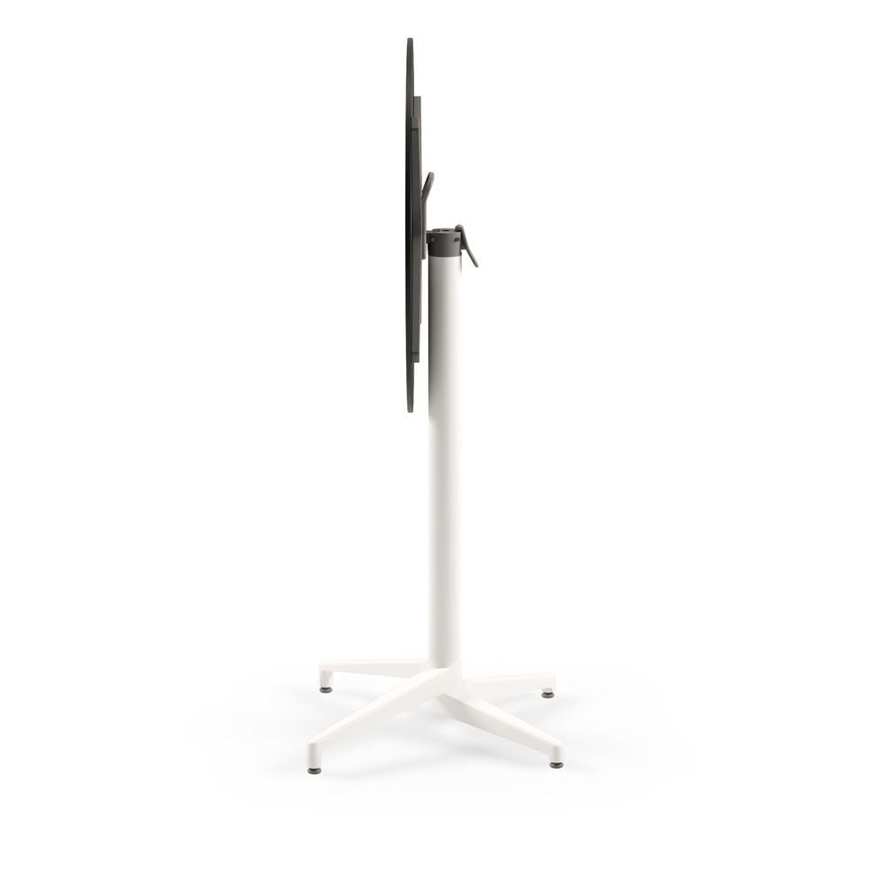 Moon Compact Laminat Katlanır Bar Masası - 70 cm Yuvarlak Beyaz Ayaklı, Siyah Mermer Desenli Paslanmaz Dış Mekan Bahçe Bar Masası, TSE Belgeli, Dayanıklı, Şık ve Fonksiyonel