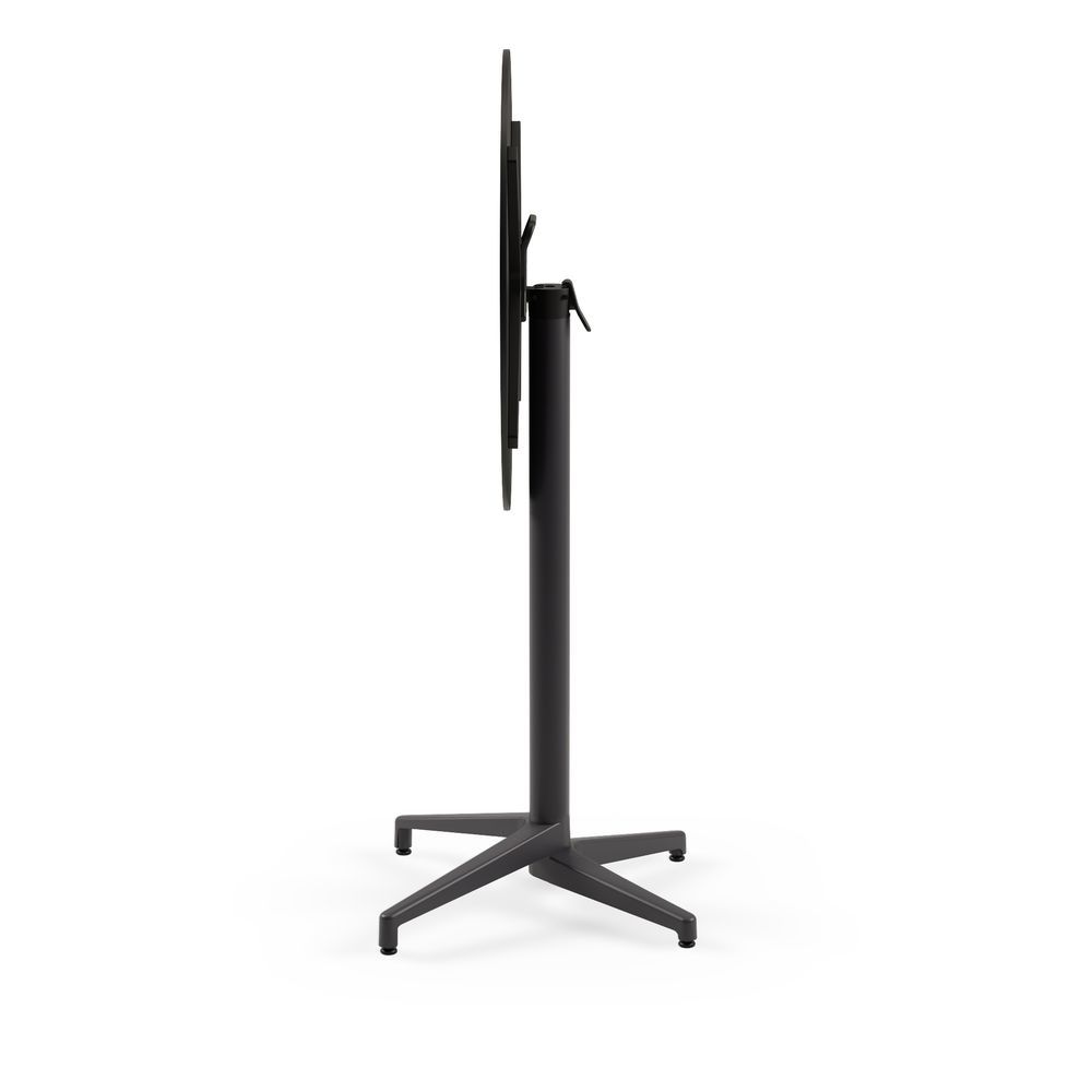 Moon Compact Laminat Katlanır Bar Masası - 70 cm Çap Yuvarlak Antrasit Gri Ayaklı Siyah Mermer Desenli Paslanmaz Katlanır Bahçe Bar Masası
