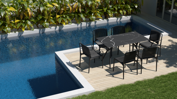 Mermer Compact Siyah Bahçe Masa Sandalye Takımı