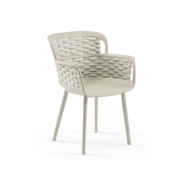 Örgülü Bej Bahçe Sandalyesi Güneşe ve Suya Dayanıklı, Hafif ve Şık İç Ve Dış Mekan Sandalye