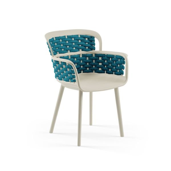 Örgülü Dış Mekan Bahçe Sandalyesi Mavi Renk Örgülü Dayanıklı Hafif Çok Amaçlı Kullanımlık