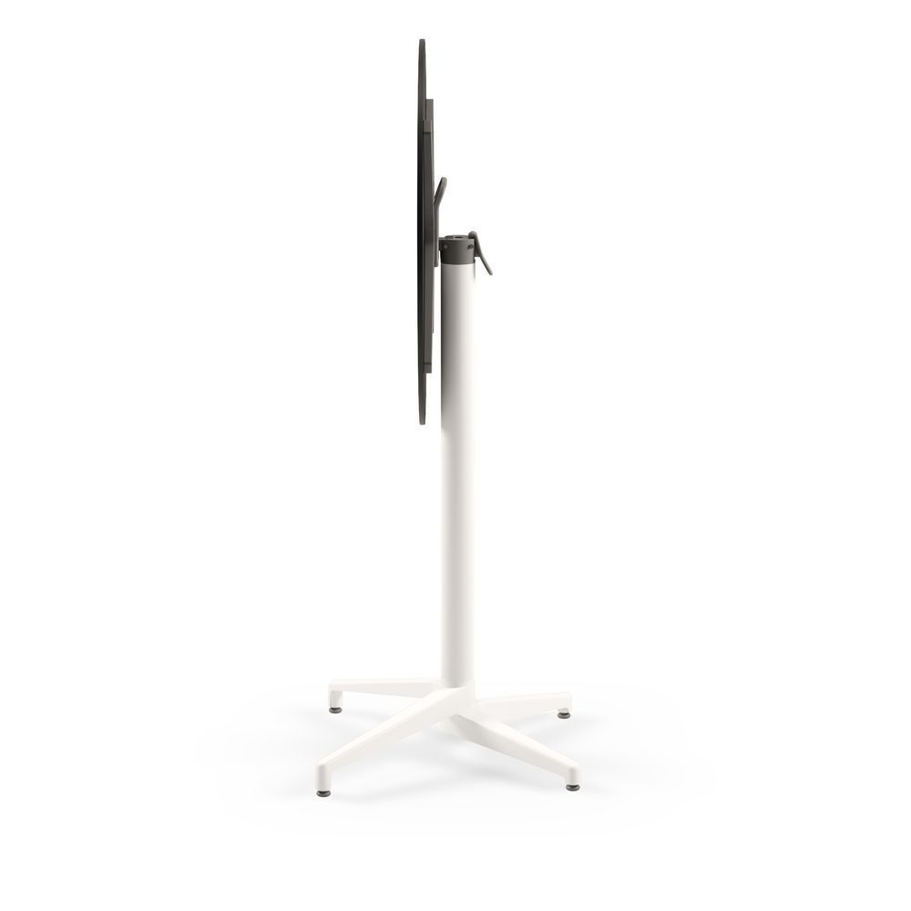 Moon Compact Laminat Katlanır Bar Masası - 77 cm Yuvarlak, Beyaz Ayaklı, Siyah Mermer Desenli, Paslanmaz, İç Mekan Ve Dış Mekan Bahçe Kullanımına Uygun