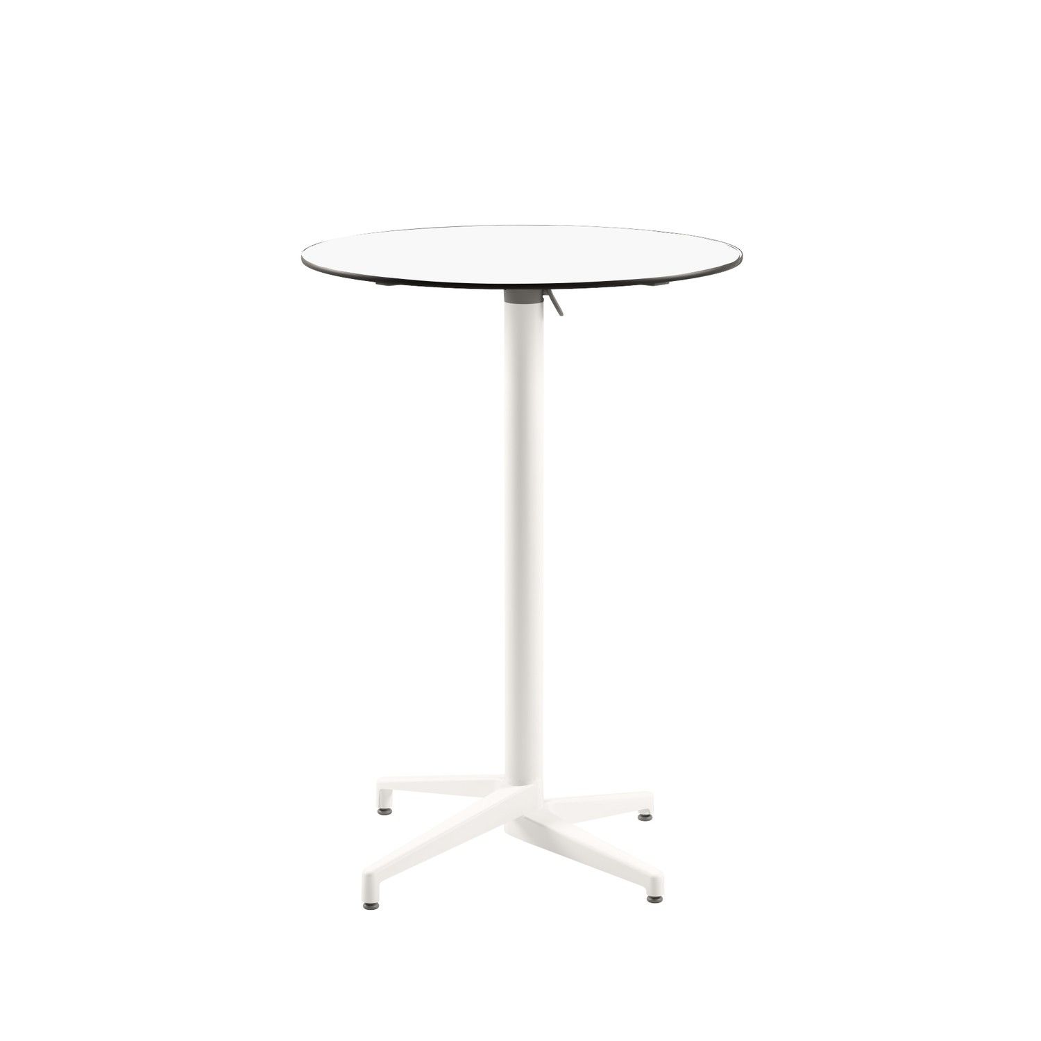 Moon Beyaz Compact Laminat Katlanır Bar Masası – 60 cm Yuvarlak, Beyaz Ayaklı, Paslanmaz, Dış Mekân Bahçe ve Kafe Kullanımına Uygun