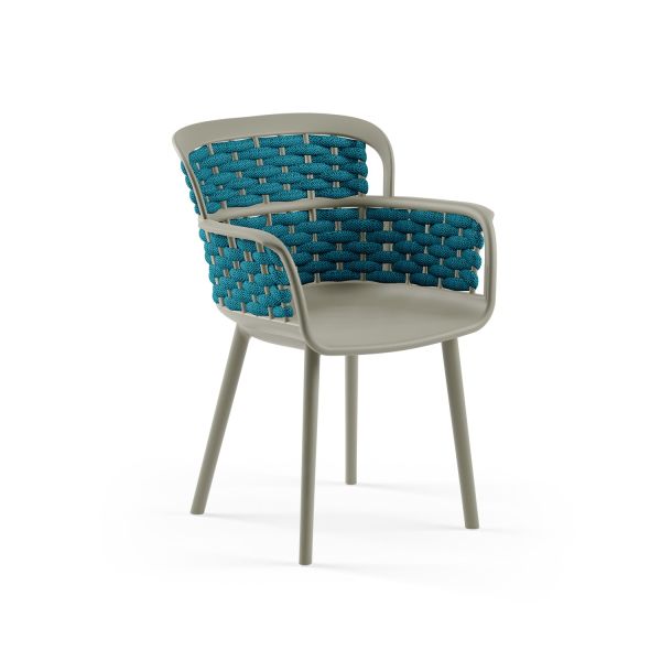 Mavi Örgülü Bahçe Sandalyesi Şık Hafif ve Dayanıklı Dış Mekan Sandalyesi