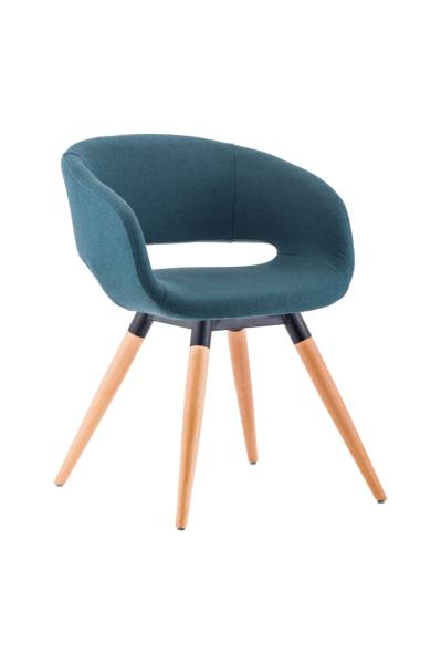 Elegant Ahşap Ayak Petrol Mavisi Kaşe Kumaş Rahat Sandalye Modelleri