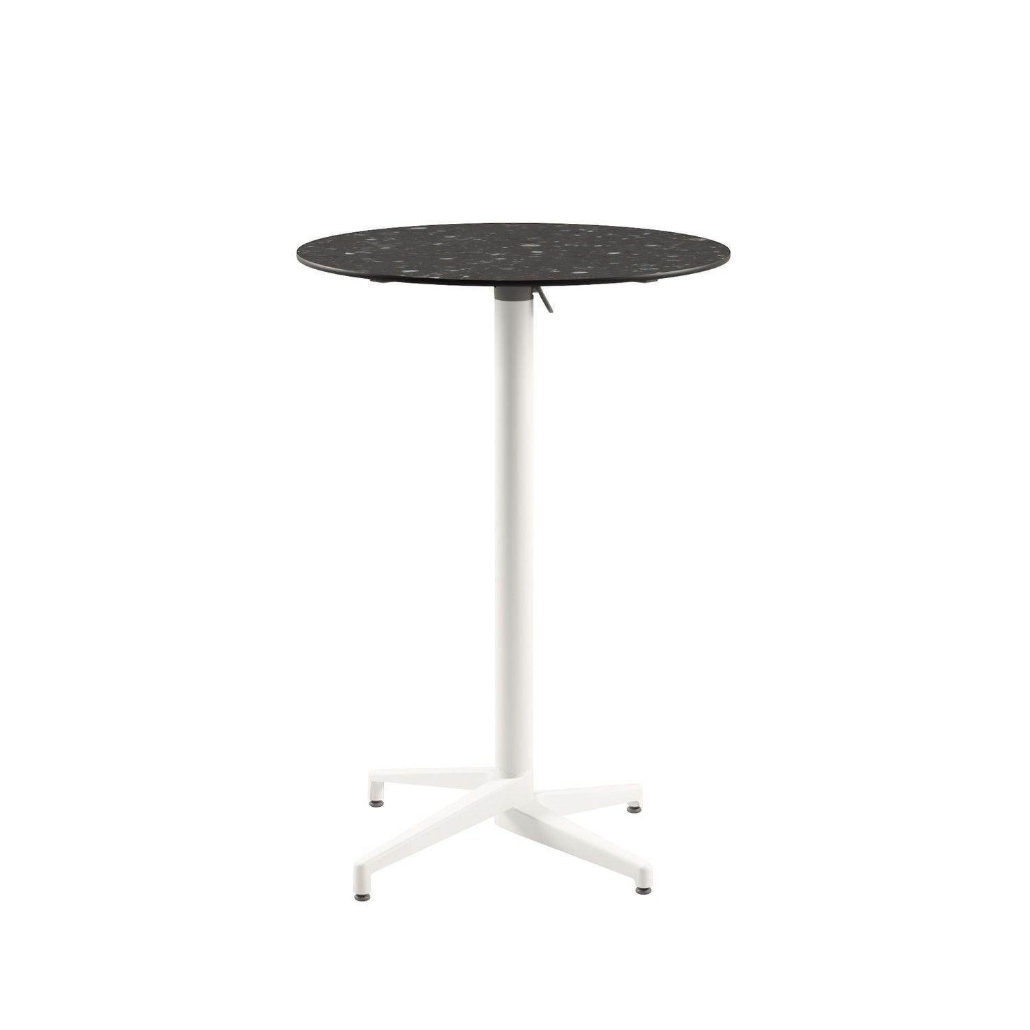 Moon Compact Terrazzo Laminat Katlanır Bar Masası – 60 cm Yuvarlak, Beyaz Ayak, Paslanmaz, İç Ve Dış Mekan Bahçe Bar Masa