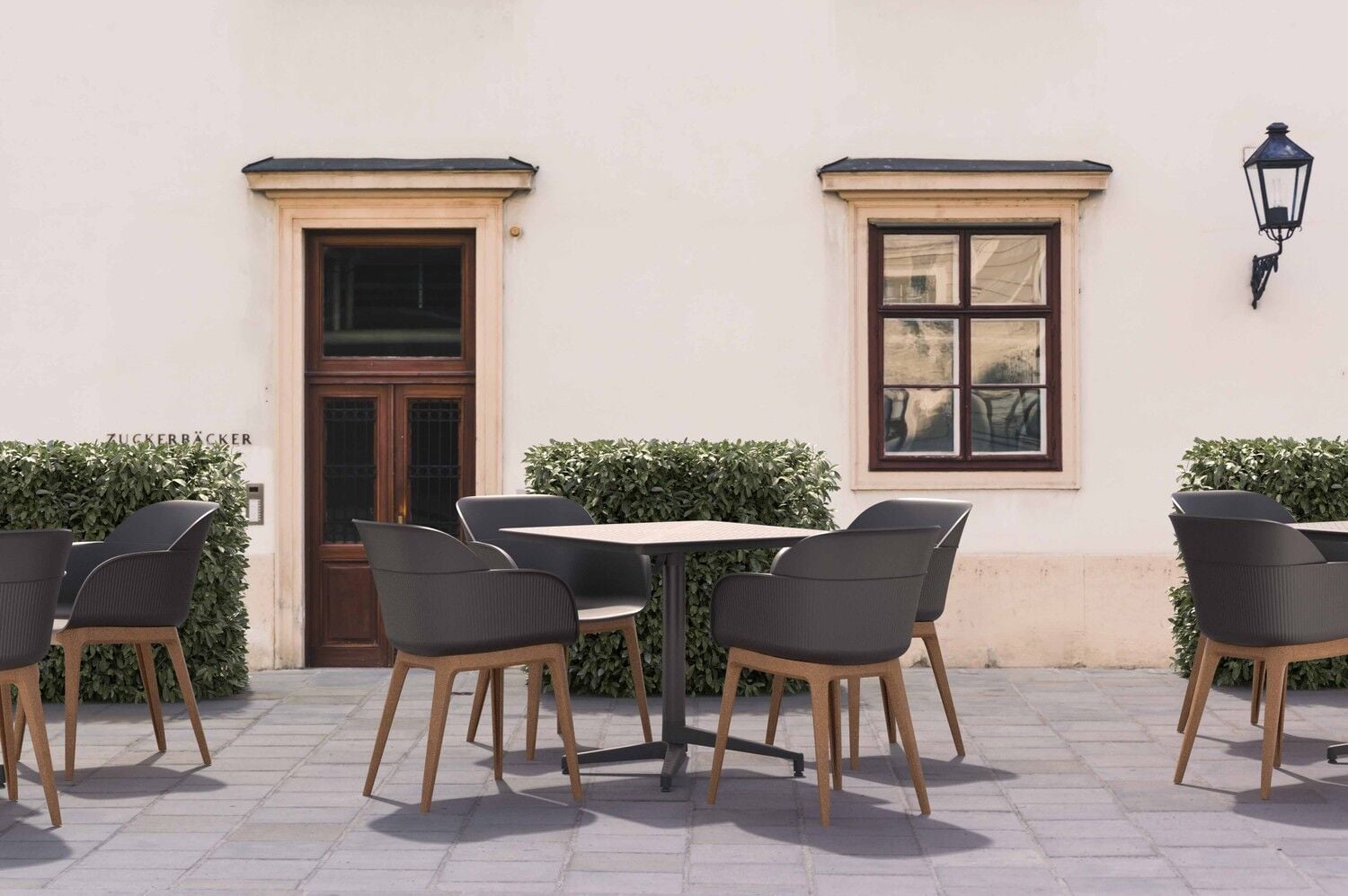 Antrasit Bahçe Restoran Masa Sandalye Takımı 4 Kişilik 77x77