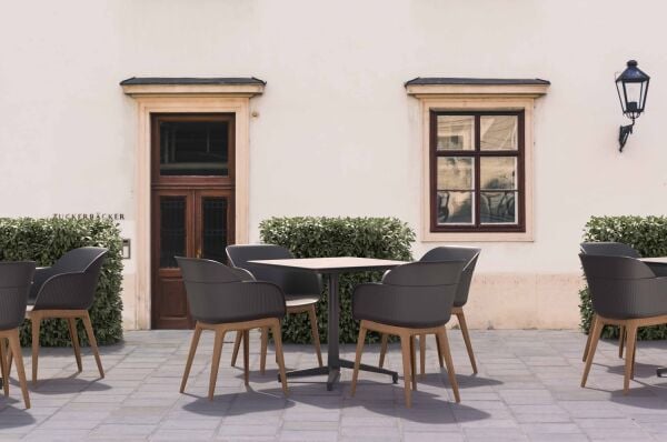 Antrasit Bahçe Restoran Masa Sandalye Takımı 4 Kişilik 77x77