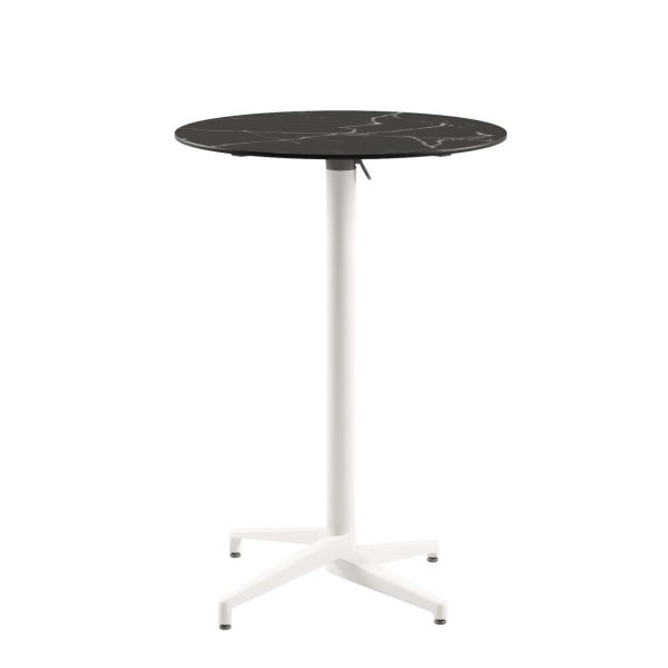 Moon Compact Laminat Katlanır Bar Masası 70 cm – Siyah Mermer Desenli, Paslanmaz, Katlanır Bahçe ve Dış Mekan Bar Masası