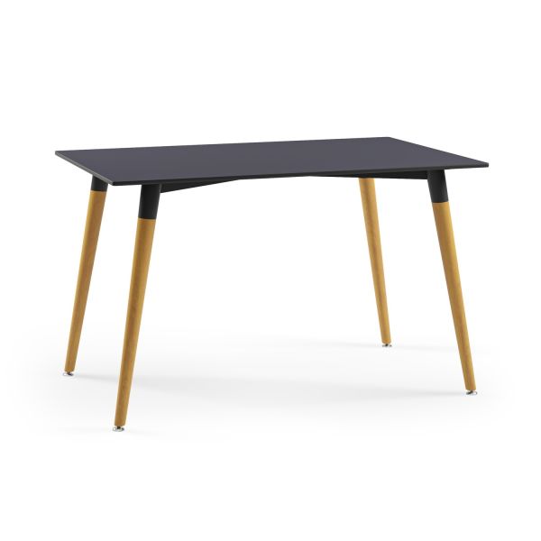 Ahşap Ayak Antrasit Compact Laminat Cafe Masası 77x120 cm