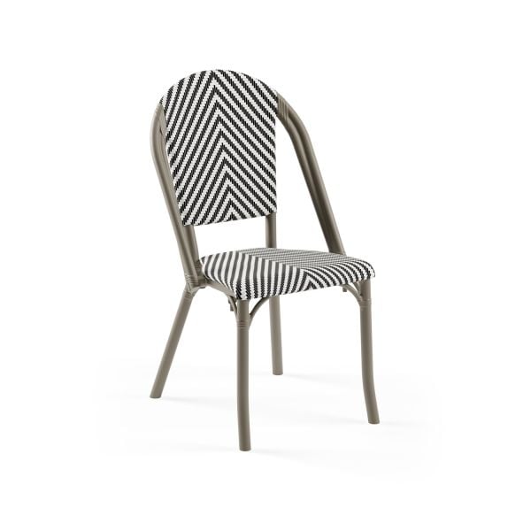 Vizon Siyah Beyaz Fileli Plastik Bahçe Sandalyesi