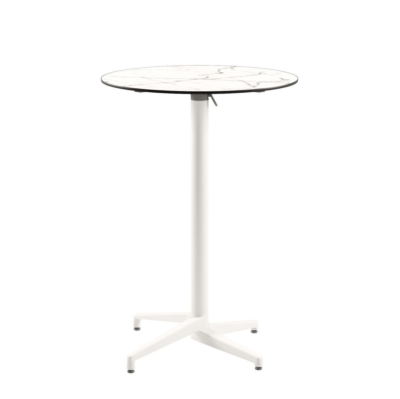 Moon Compact Laminat Katlanır Bar Masası – 70 cm Yuvarlak, Beyaz Mermer Desenli, Paslanmaz, Dış Mekan ve Bahçe Kullanımına Uygun