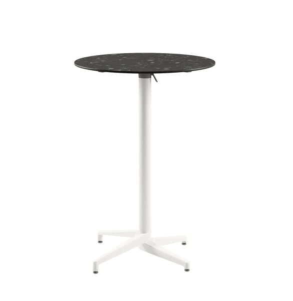 Moon Compact Terrazzo Laminat Katlanır Bar Masası 70 cm Yuvarlak Beyaz, Paslanmaz, Dış Mekan Bahçe ve Kafe Kullanımı İçin Dayanıklı, TSE Belgeli