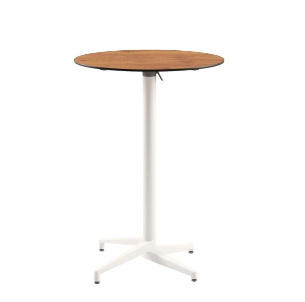 Moon Compact Novecento Laminat Katlanır Bar Masası | 70 cm Yuvarlak | Beyaz Ayaklı | Paslanmaz | Katlanır & Dayanıklı Dış Mekan Bahçe ve Bar Masası