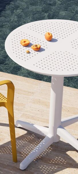 Beyaz 2 Kişilik Yuvarlak Bahçe Masa Sandalye Seti 60 cm