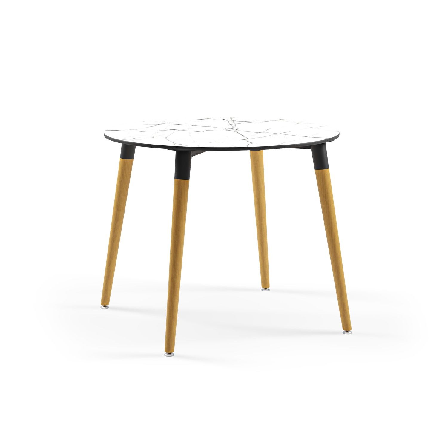 Beyaz Mermer Compact Yuvarlak Restaurant Masası 90 cm