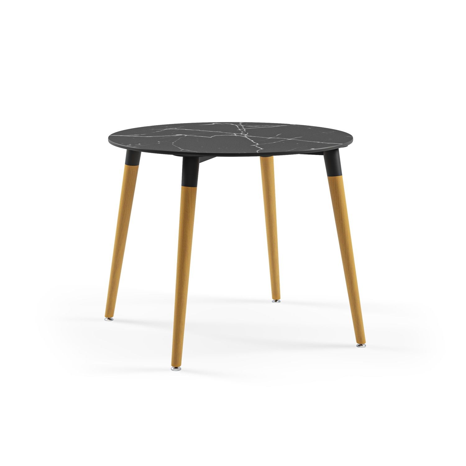Siyah Mermer Compact Yuvarlak Cafe Masası 90 cm