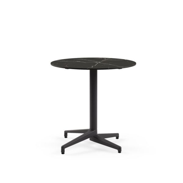 Moon Compact 70 cm Yuvarlak Dış Mekan Bahçe Masası - Siyah Mermer Desenli, Antrasit Ayaklı, Dayanıklı ve Uzun Ömürlü, Restoran, Kafe, Ev ve Teras Kullanımı İçin Uygun, TSE Belgeli