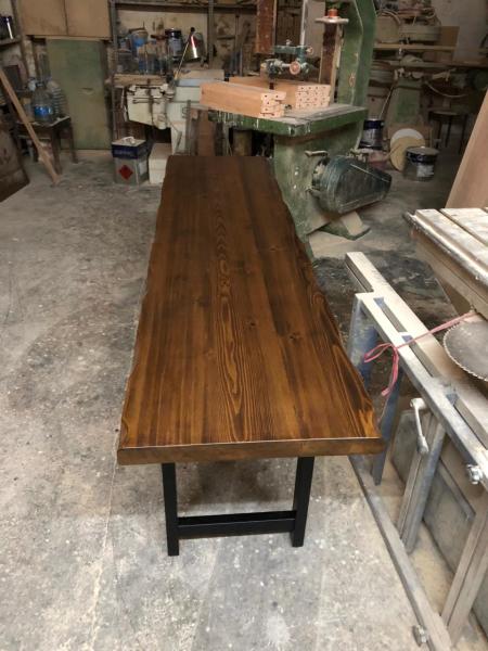 Ceviz Rengi Doğal Kütük Masa 50x200 cm